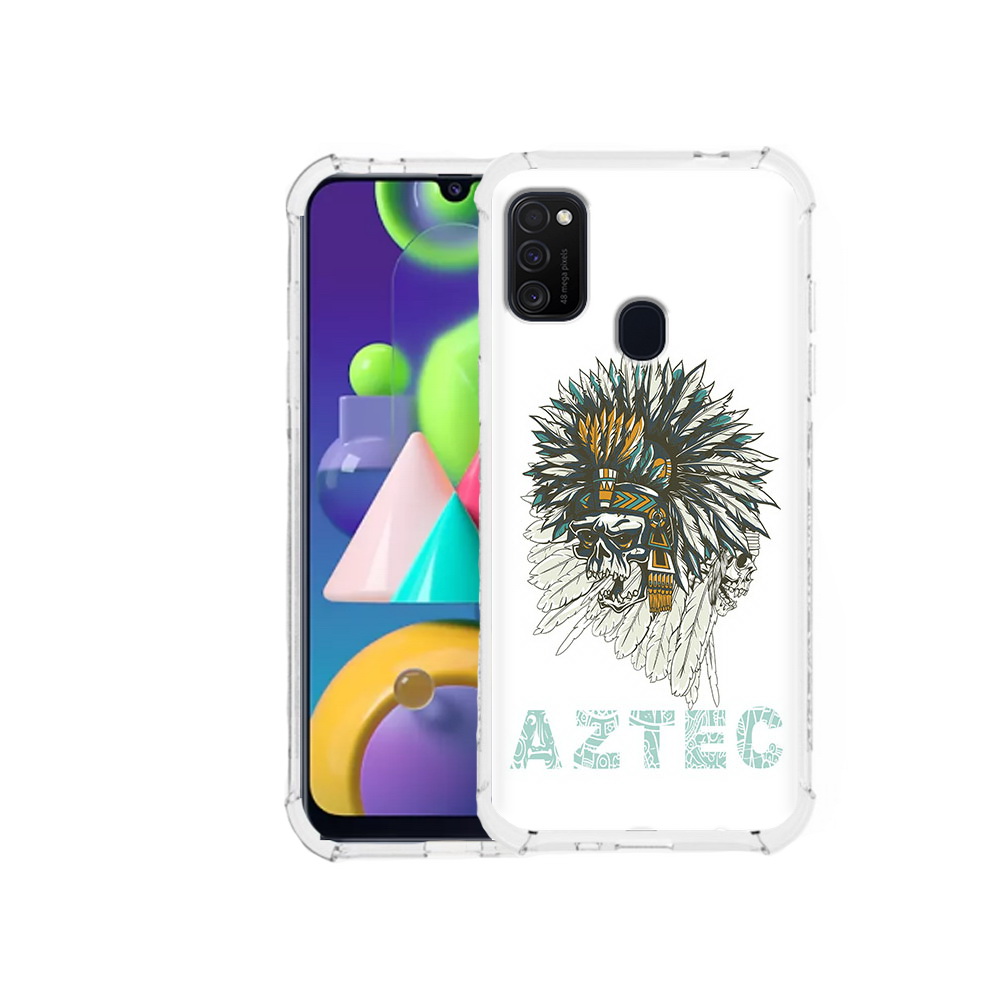 

Чехол MyPads Tocco для Samsung Galaxy M21 скелет индеец (PT147110.591.602), Прозрачный, Tocco