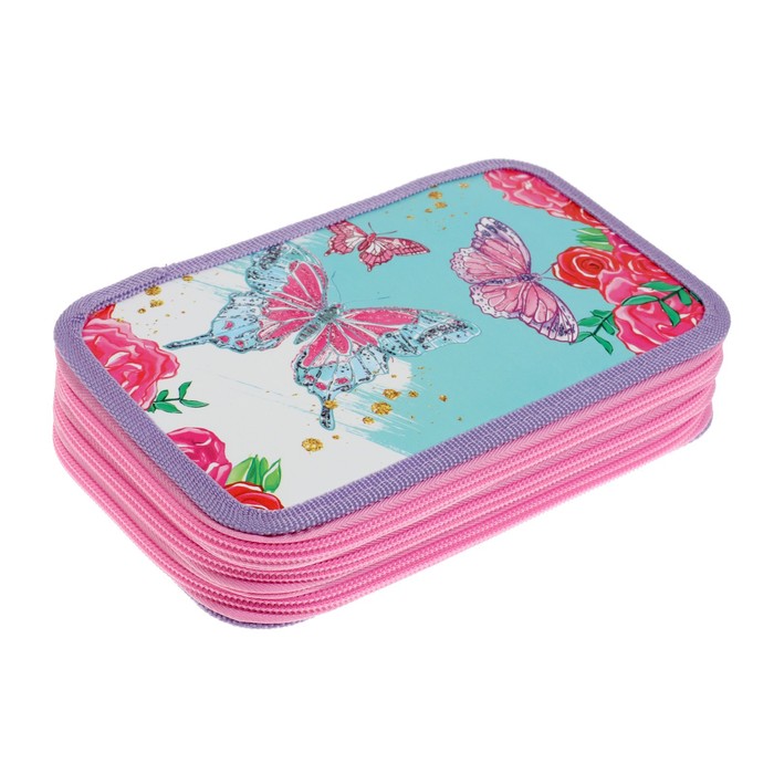 

Пенал 3 секции, 125 х 205 мм, ламинированный картон, Calligrata, «Бабочки», Разноцветный