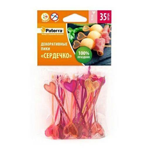 Пики Paterra Сердечко декоративные 8,5 см 35 шт