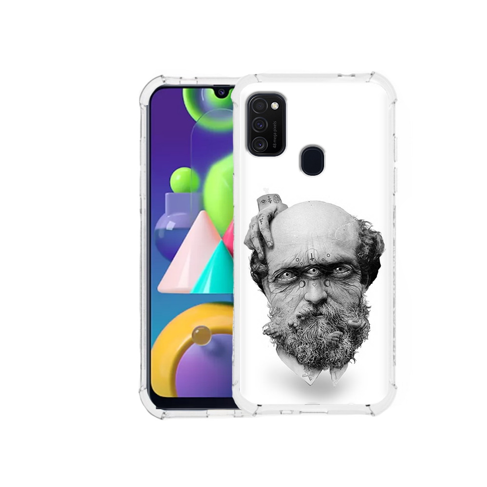 

Чехол MyPads Tocco для Samsung Galaxy M21 страшный бородатый мужчина абстракция, Прозрачный, Tocco