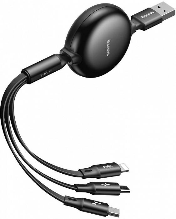 

Кабель Baseus Little Octopus Lightning 1,2м Black (CAMLT-ZY01), USB For M+L+T