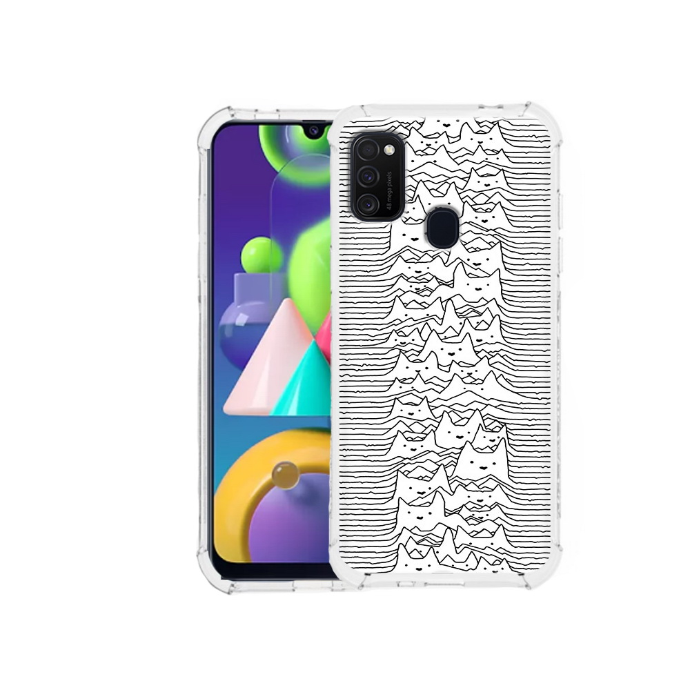 

Чехол MyPads Tocco для Samsung Galaxy M21 черно белые коты 3D (PT147110.591.682), Прозрачный, Tocco