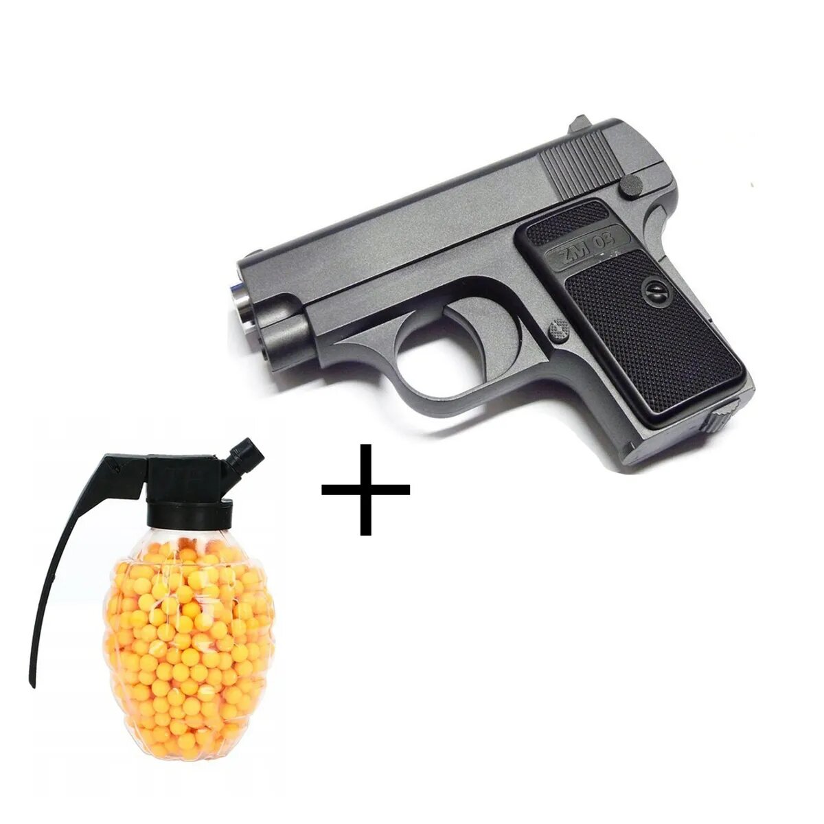 

Пневматический пистолет wellywell ZM 03 Airsoft Gun с пульками BB 6 мм металл, граната