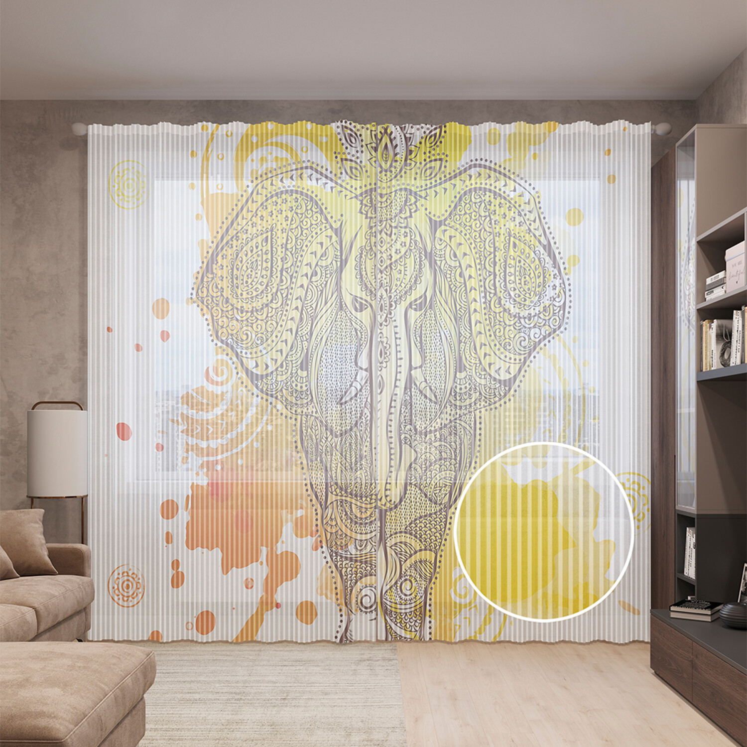 

Тюль вуаль на шторной ленте с принтом JoyArty "Грозный красочный слон", 310х265 см, Грозный красочный слон