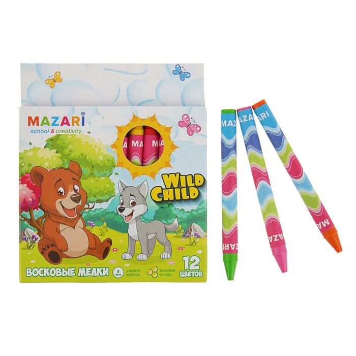 

Мелки восковые Mazari Wild Child 12 цветов М-6381-12
