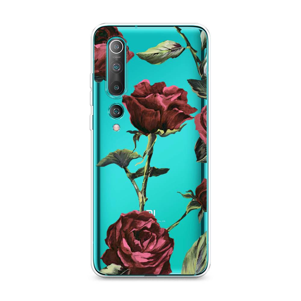 

Чехол Awog на Xiaomi Mi 10 Pro / Сяоми Ми 10 Про "Бордовые розы фон", Красный