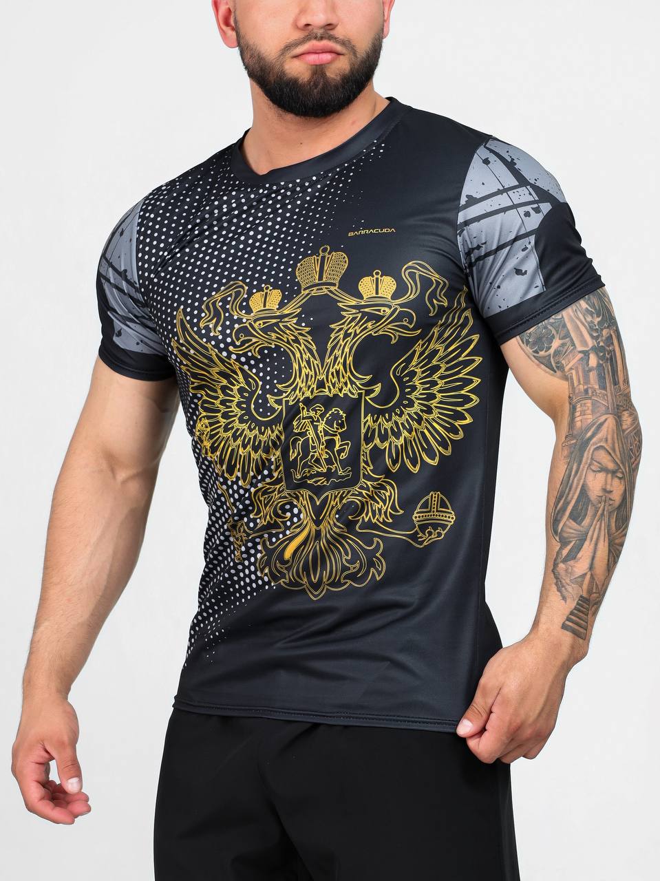 Футболка спортивная мужская BARRACUDA BLACK GREY RUSSIA GRAPPLING XXL