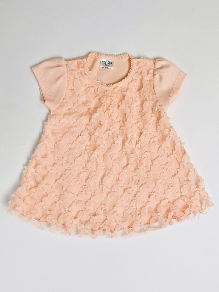 Платье детское Clariss Ажурная клетка, оранжевый, 68