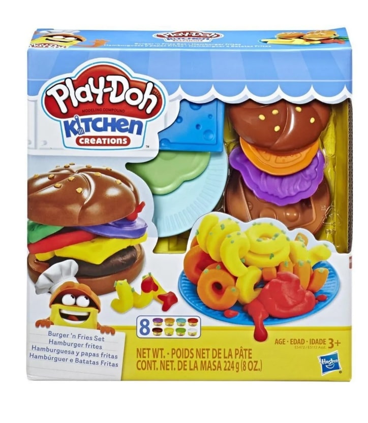 фото Набор для лепки play-doh забавные закуски бургер и картофель фри 8 цветов, формочки e5472