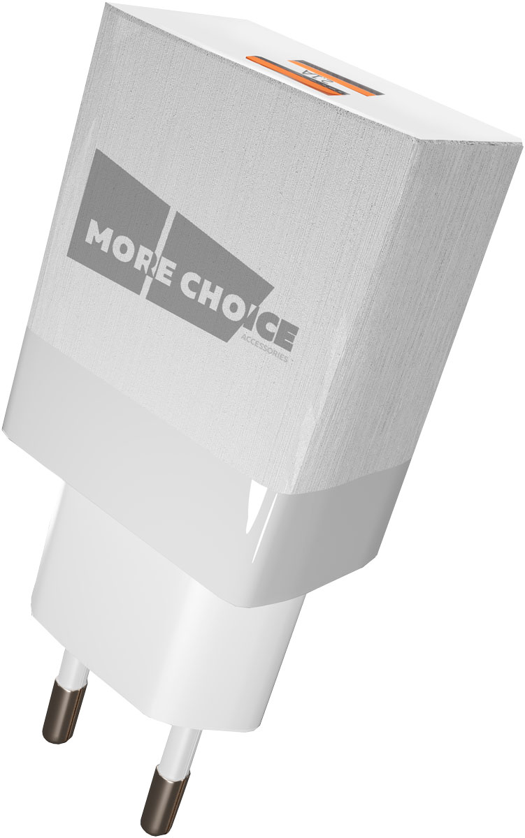 Сетевое зарядное устройство 2USB 2.1A для micro USB More choice NC24m White