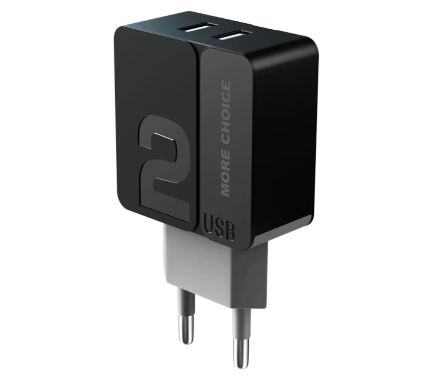 фото Сетевое зарядное устройство morechoice 2usb 2.4a type-c nc46a 1м (black grey) more choice