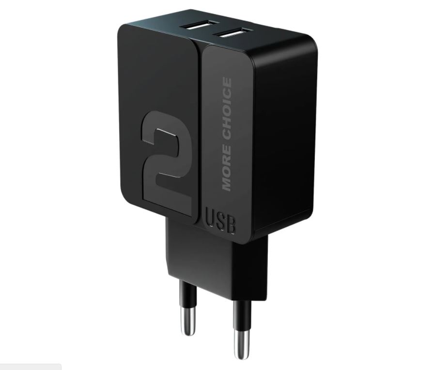 фото Сетевое зарядное устройство morechoice 2usb 2.4a type-c nc46a 1м (black black) more choice