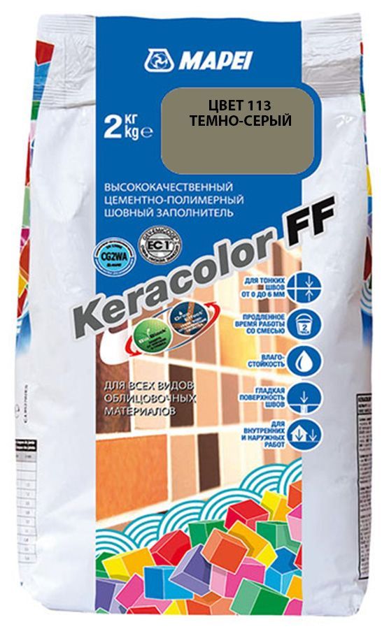 MAPEI Keracolor FF цементно-полимерный шовный заполнитель №113 темно-серая (2кг)