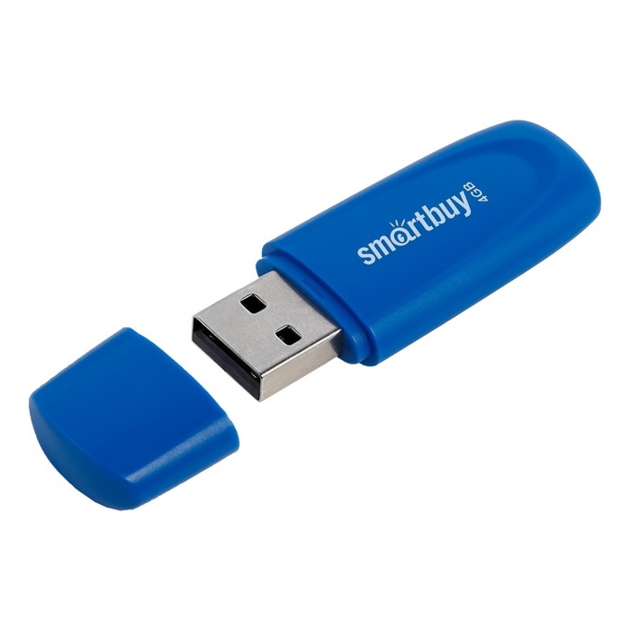 

Флешка Smartbuy 4GB2SCB, 4 Гб, USB2.0, чт до 15 Мб/с, зап до 12 Мб/с, Blue