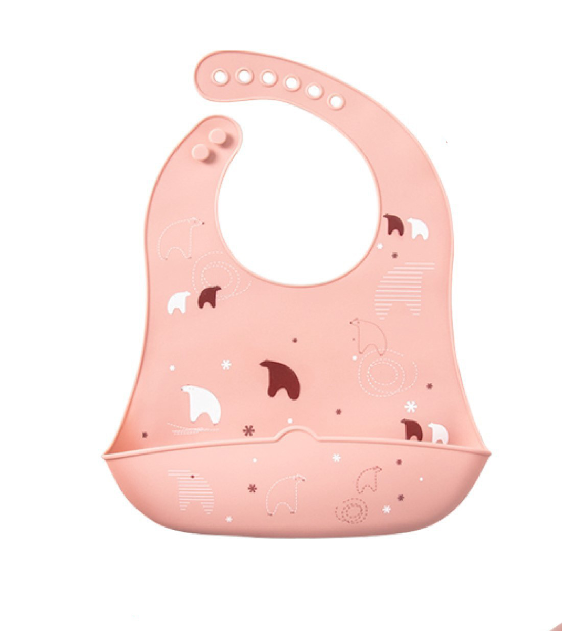 Нагрудник детский «Мишка на севере», силиконовый с карманом, цвет розовый