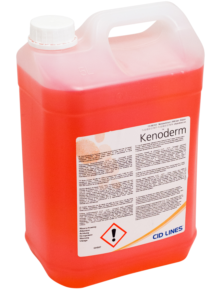Мыло жидкое прозрачное с дезинфицирующим эффектом KENODERM канистра ''CID LINES'' 1/4, 5 л зодиак 5л персик жид м прозрачное 1 мыло к10 2