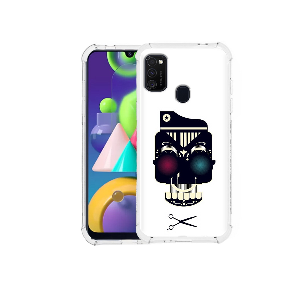 

Чехол MyPads Tocco для Samsung Galaxy M21 черно белый скелет с яркими глазами, Прозрачный, Tocco