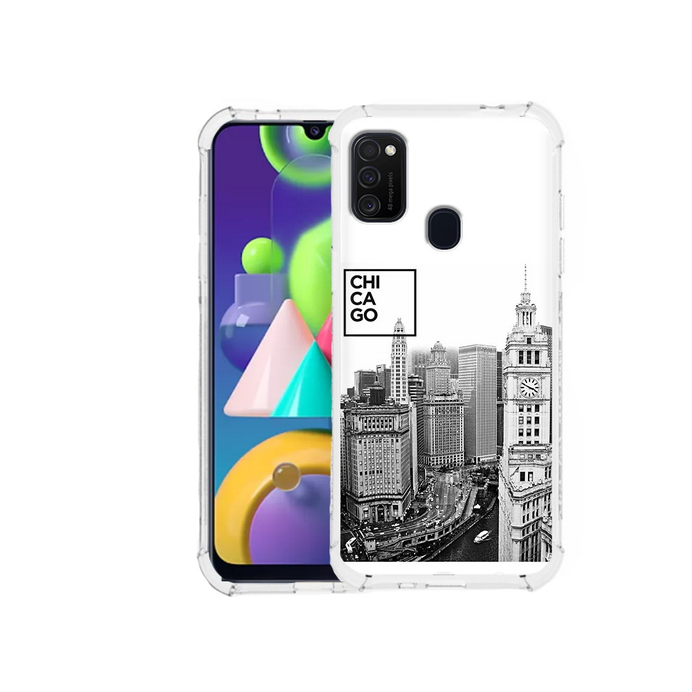 

Чехол MyPads Tocco для Samsung Galaxy M21 черно белый чикаго (PT147110.591.689), Прозрачный, Tocco