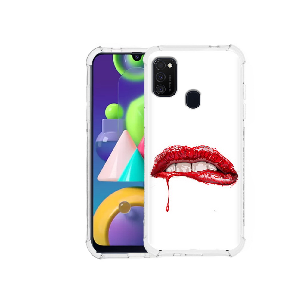 

Чехол MyPads Tocco для Samsung Galaxy M21 яркие красные губы (PT147110.591.706), Прозрачный, Tocco