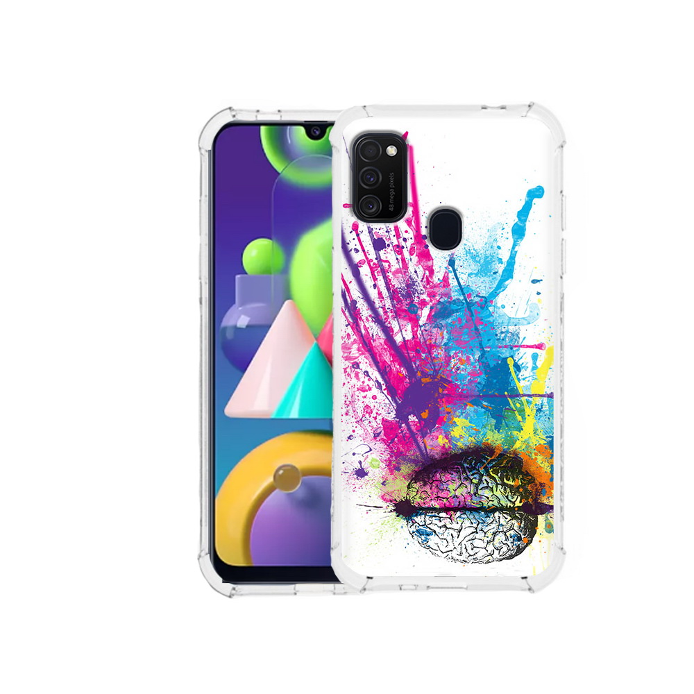 

Чехол MyPads Tocco для Samsung Galaxy M21 яркий красочный мозг (PT147110.591.710), Прозрачный, Tocco
