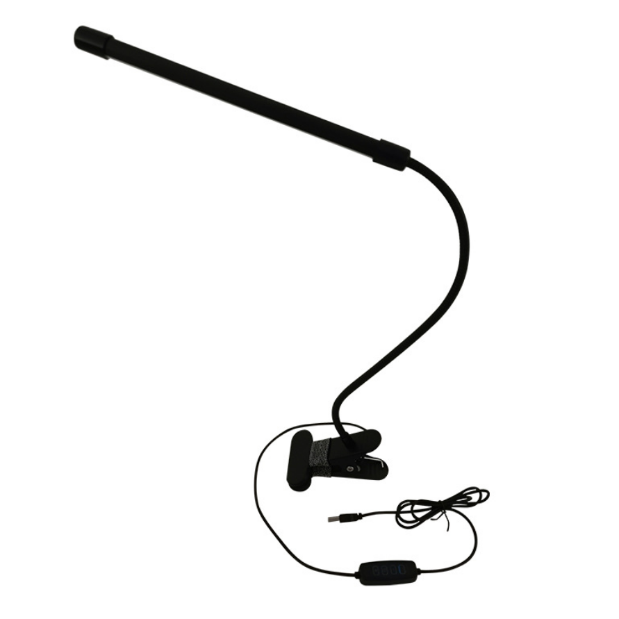 фото Настольная светодиодная лампа с прищепкой и гибкой ножкой 3 режима черная nobrand