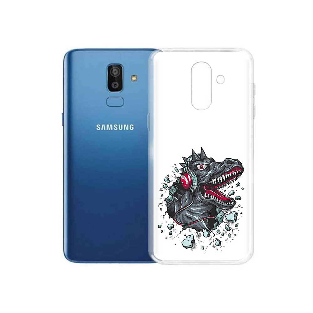

Чехол MyPads Tocco для Samsung Galaxy J8 Нарисованный динозавр в наушниках, Прозрачный, Tocco