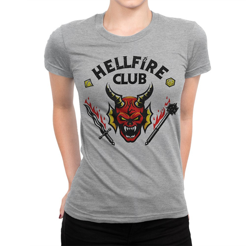 

Футболка женская Dream Shirts Hellfire Club - Очень странные дела-1 серая M, Hellfire Club - Очень странные дела-1