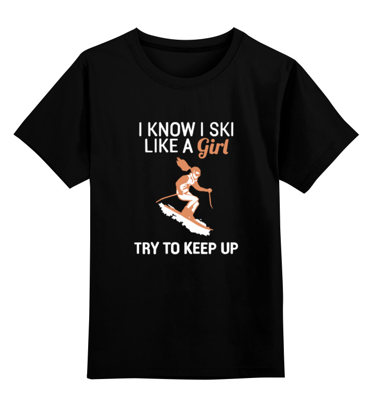

Футболка детская Printio i know i ski like a girl цв. черный р. 152, i know i ski like a girl