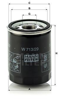 

Фильтр масляный двигателя MANN-FILTER W713/29, фильтр масляный двигателя W713/29