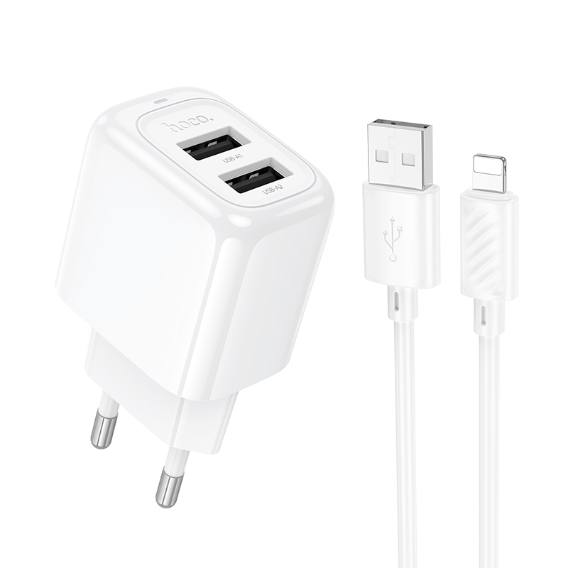 

Сетевое зарядное устройство Hoco CS51Ai lightning 2xUSB 2.4 А белый, CS51Ai