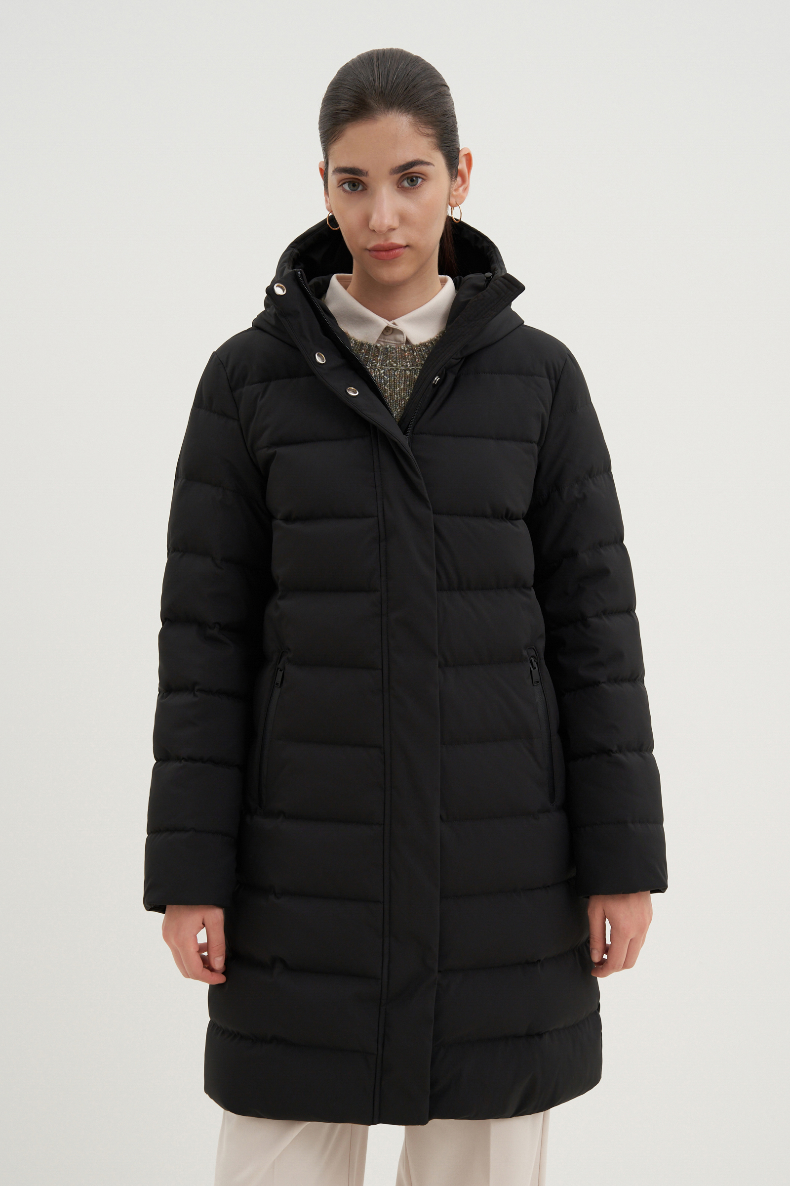 Пуховик-пальто женский Finn Flare FWB110122 черный XL