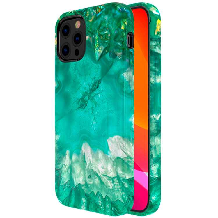 фото Чехол pqy agate для iphone 12/12 pro зелёный pqy kingxbar 12/12 pro agate series-green