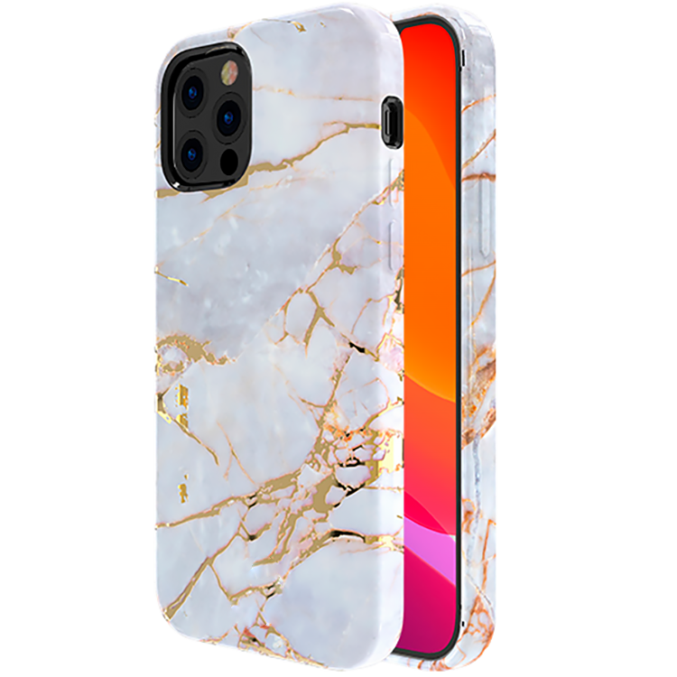 фото Чехол pqy marble для iphone 12/12 pro белый pqy kingxbar 12/12pro marble series-white