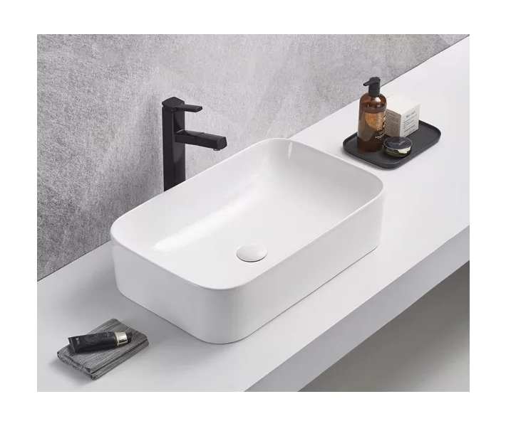 Накладная белая раковина для ванной GiD N9599 прямоугольная керамическая