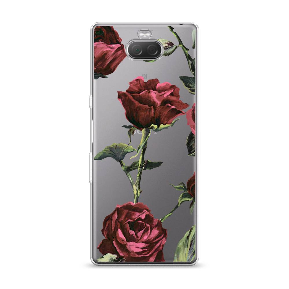 

Чехол Awog на Sony Xperia 10 / Сони Икспериа 10 "Бордовые розы фон", Красный