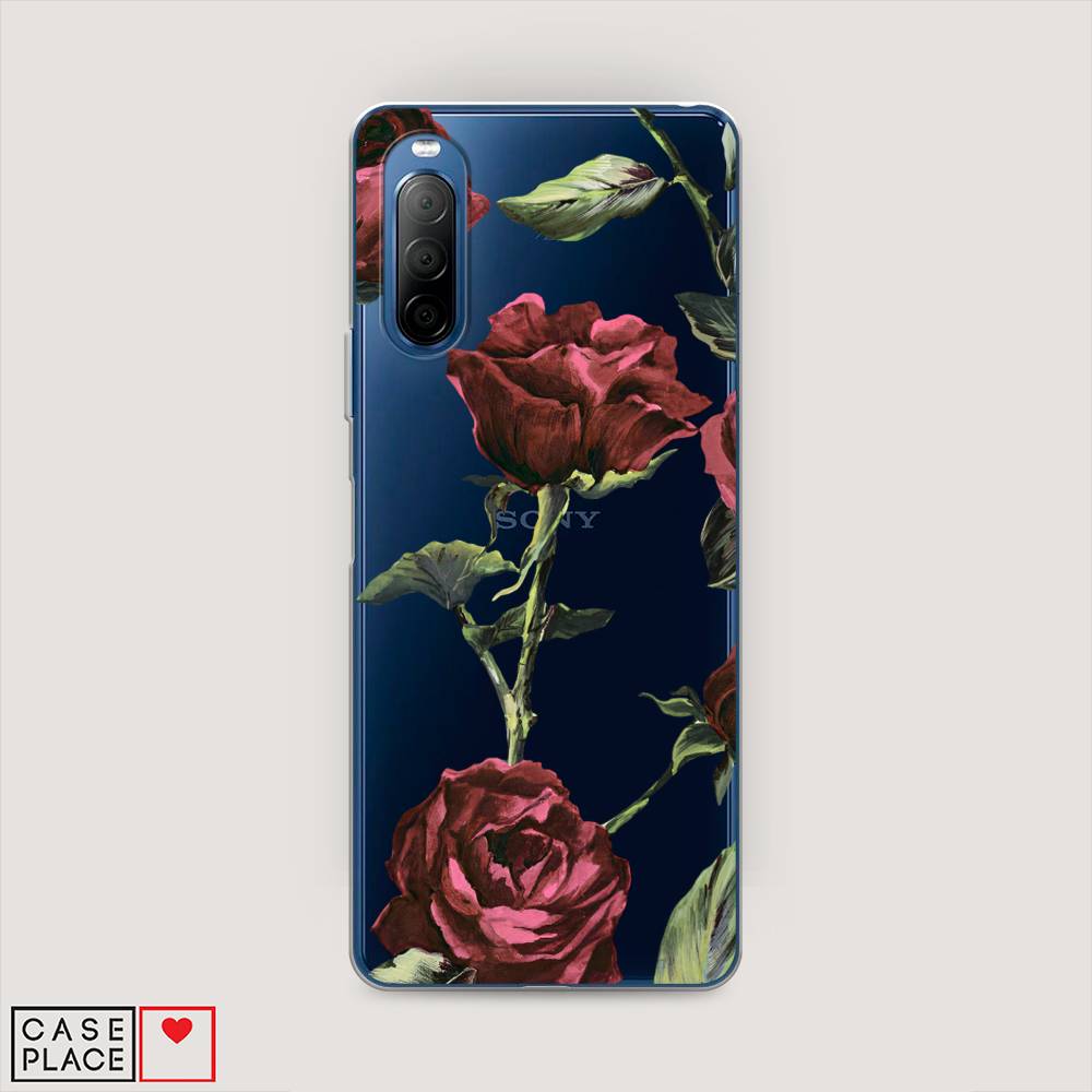 

Чехол Awog на Sony Xperia 10 II / Сони Иксперия 10 2 "Бордовые розы фон", Красный