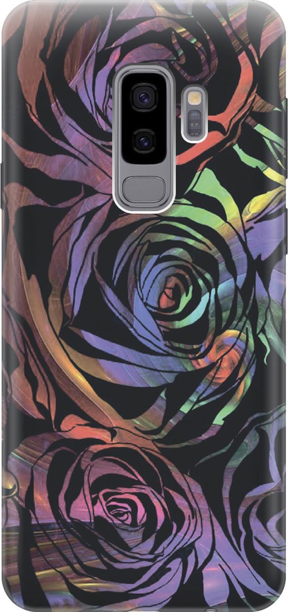 

Силиконовый чехол на Samsung Galaxy S9+ с принтом "Мрачные розы", Фиолетовый;черный, 7557