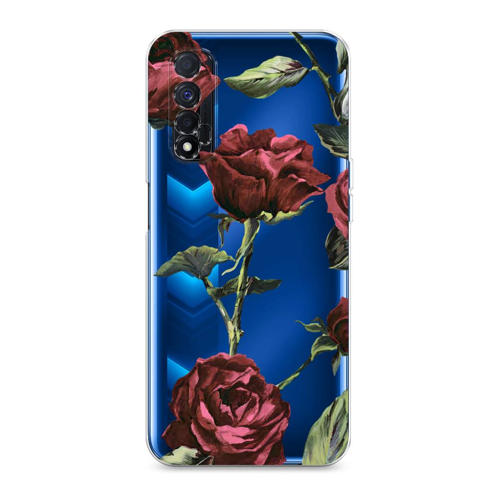 

Чехол Awog на Realme Narzo 30 4G / Реалми Нарзо 30 "Бордовые розы фон", Красный