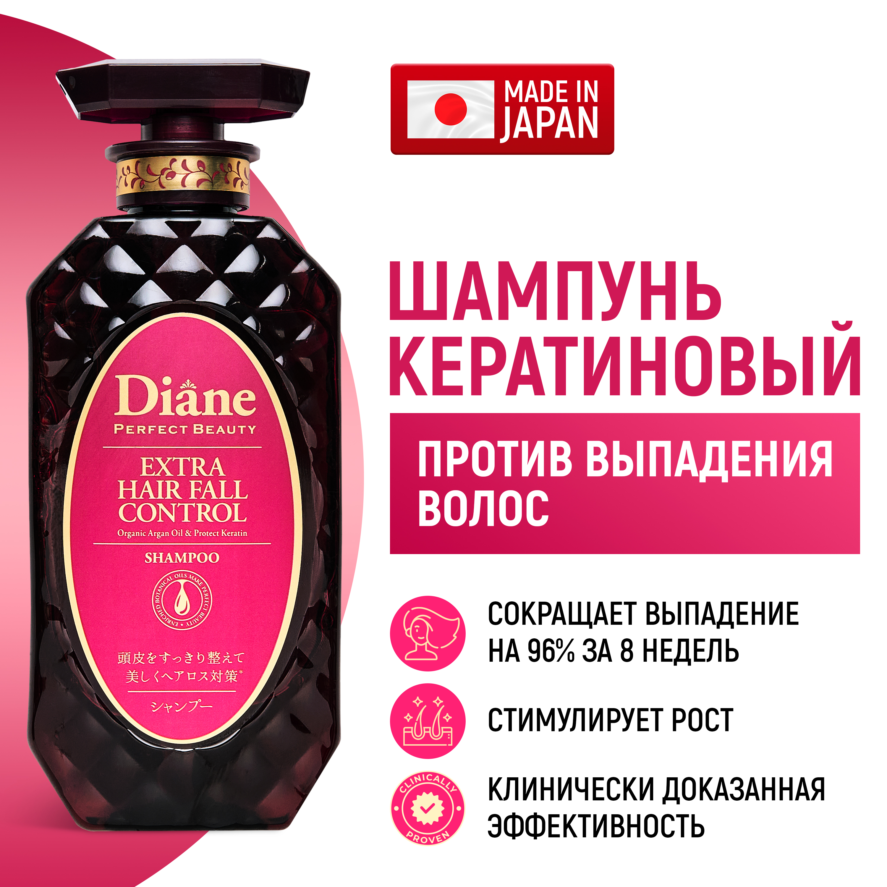 Шампунь Moist Diane Perfect Beauty кератиновый против выпадения и для роста волос 450 мл moist diane series extra moist