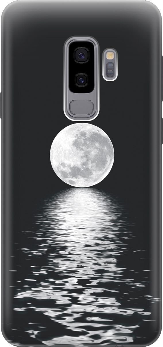 

Силиконовый чехол на Samsung Galaxy S9+ с принтом "Луна над морем", Белый;черный, 7559