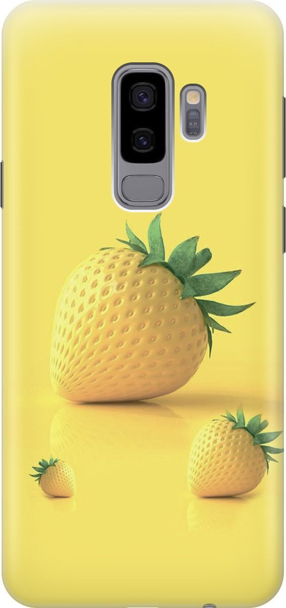 

Силиконовый чехол на Samsung Galaxy S9+ с принтом "Желтая клубника", Черный, 7560
