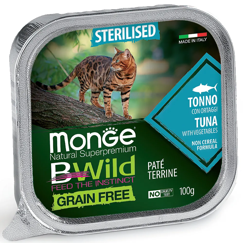 фото Влажный корм для кошек monge cat bwild тунец с овощами, 16шт по 100г
