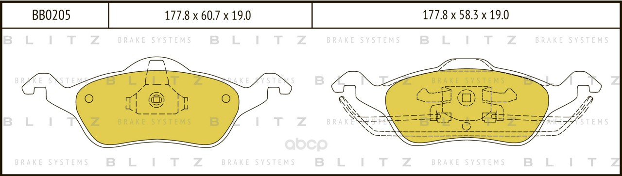 Тормозные колодки BLITZ передние дисковые Bb0205