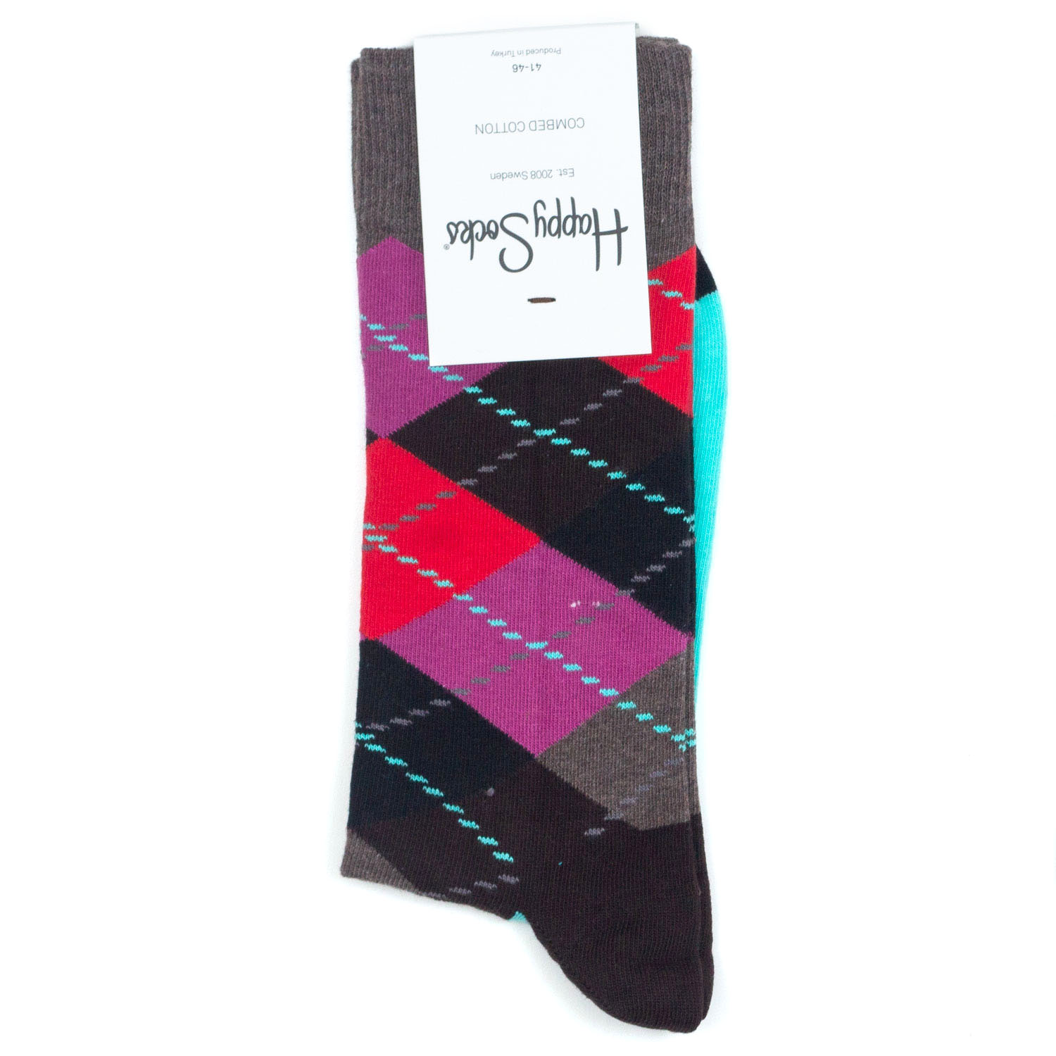 

Носки унисекс Happy Socks разноцветные, HappySocksArgyleGreyPurpleRed