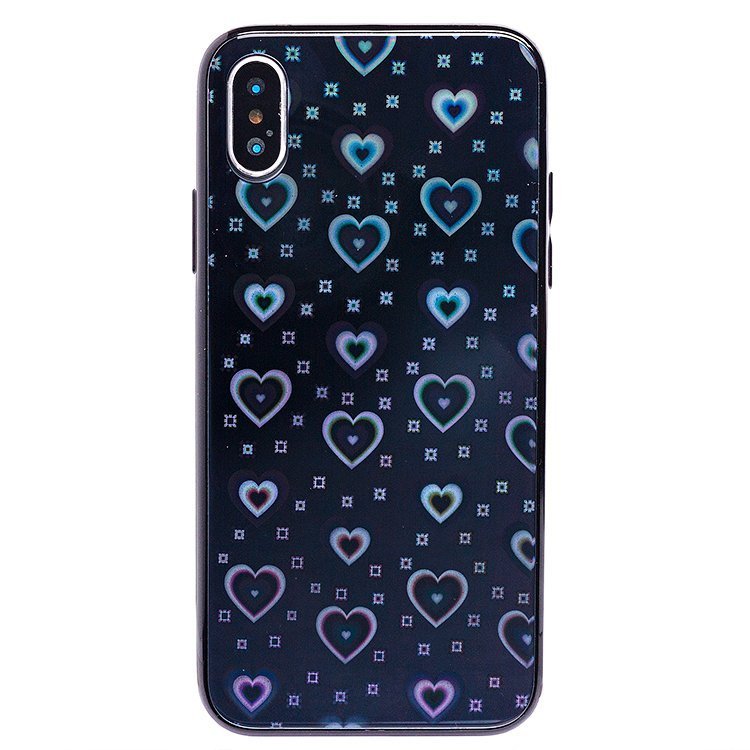 

Чехол iPhone X, iPhone Xs силиконовый со стеклянной вставкой (рис.002/002) <черный>, iPhone X
