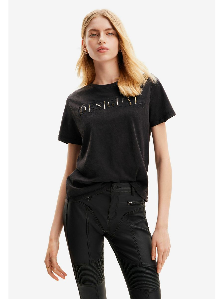

Футболка женская Desigual DE121D12P черная L, Черный, DE121D12P