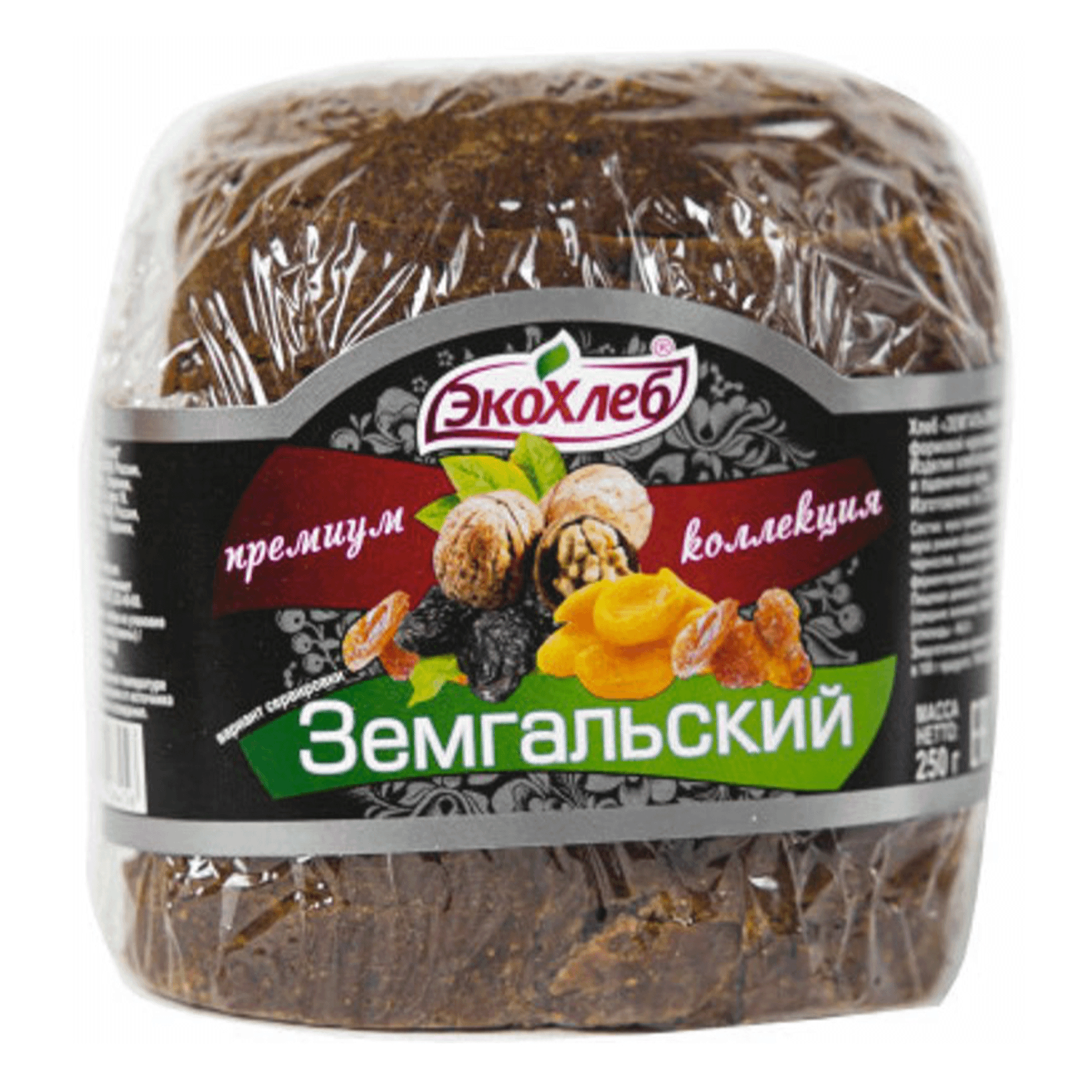

Хлеб серый Эко Хлеб Земгальский изюм орехи сухофрукты 250 г, Земгальский