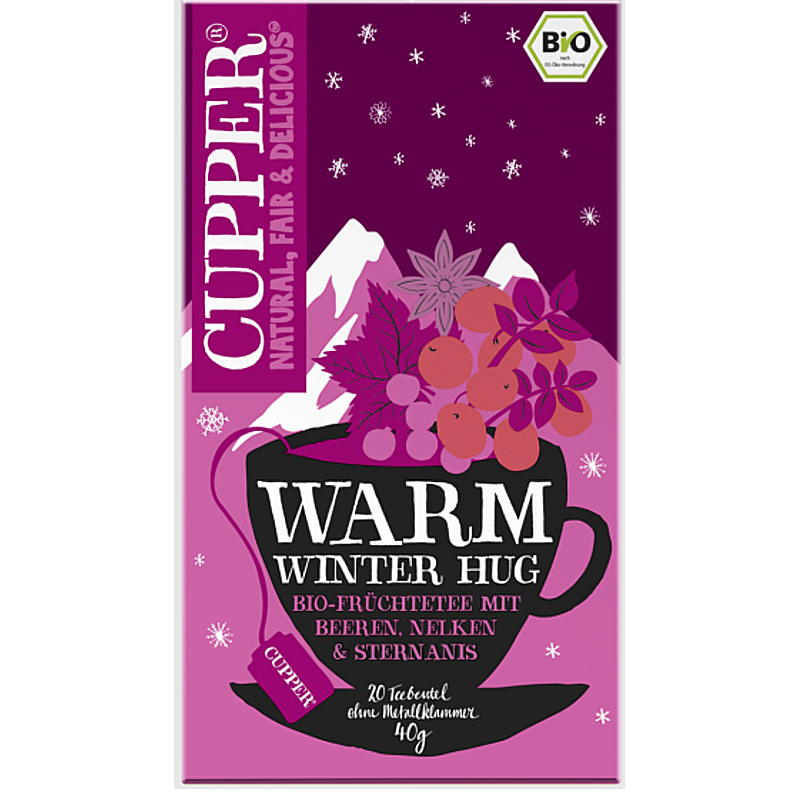 

Чай Cupper Tea Warm Winter Hug, Корица, Анис и Клюква, 20 пакетиков