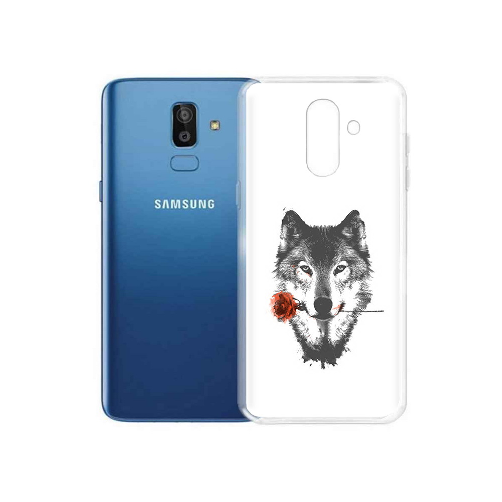 

Чехол MyPads Tocco для Samsung Galaxy J8 волк с розой (PT226929.592.270), Прозрачный, Tocco