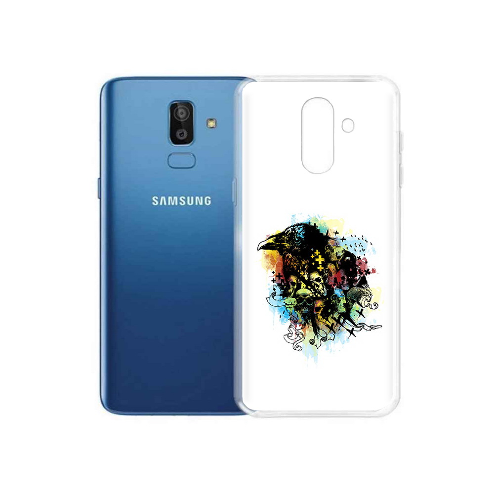 

Чехол MyPads Tocco для Samsung Galaxy J8 ворон и черепа (PT226929.592.273), Прозрачный, Tocco